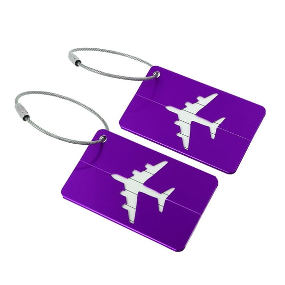 Airport Luggage Handbag Name Message Label Card Holder Purple 2pcs