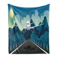 thumbnail image 1 of Airport Soft Flannel Fleece Throw Blanket, Digital Illustration of Airplane Taking Off from Runway on Mountains Backdrop, Cozy Plush for Indoor and Outdoor Use, 50" x 60", Multicolor, by Ambesonne, 1 of 5