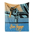 thumbnail image 1 of Airport Soft Flannel Fleece Throw Blanket, Retro Style Pop Art Graphic of Airplane with Propeller and Bon Voyage Typography, Cozy Plush for Indoor and Outdoor Use, 50" x 70", Multicolor, by Ambesonne, 1 of 5
