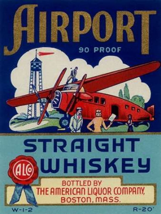 Airport Straight Whiskey Canvas Art - Vintage Booze Labels (18 x 24)