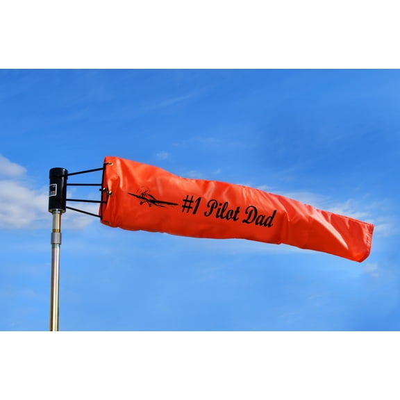 Airport Windsock Corporation 8" X 36" Orange Windsock and 8" Ball Bearing Frame- Pilot Gift- #1 Pilot Dad