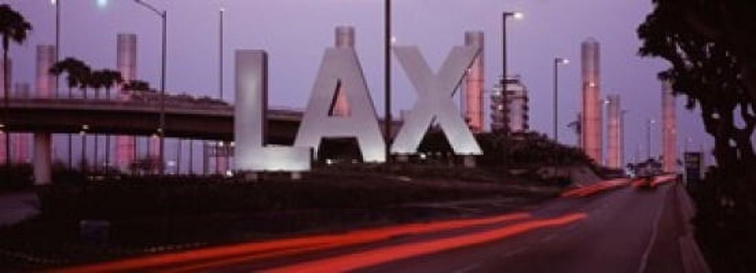 Airport at dusk Los Angeles International Airport Los Angeles Los Angeles County California USA Canvas Art - Panoramic Images (18 x 7)