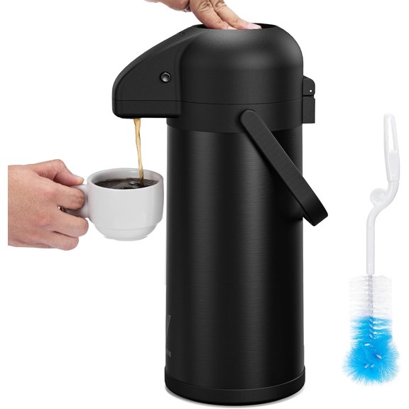 Airpot Coffee Carafe for Keeping Hot - 102 OZ/ 3.0L Coffee Dispenser with Pump - Insulated Stainless Steel thermal carafe for Hot Drinks Water Tea Chocolate - Hot Beverage Dispenser for Parties