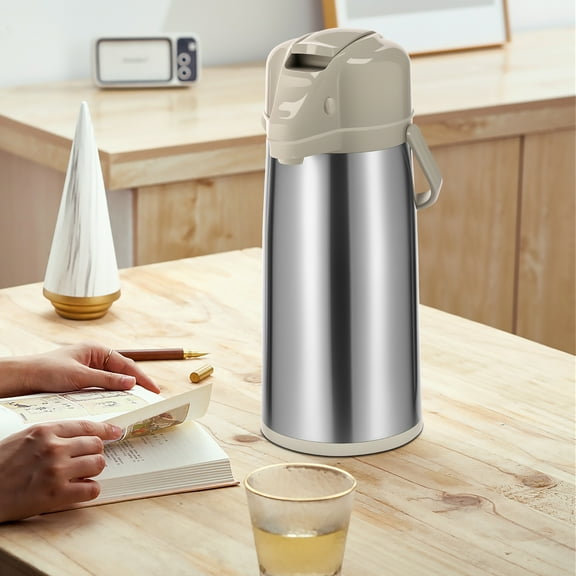 Airpot Coffee Carafe with Rotatable Base and Carry Handle 2.2L Airpot Pump Jug Thermal Drink Dispenser for Hot Cold Beverage