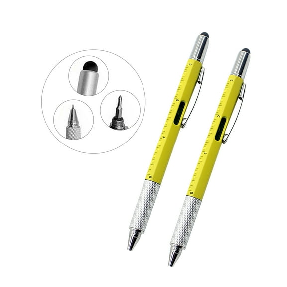 Airpow Cute Pens 6 In 1 Multifunctional Screwdriver Tool Caliper Level Scale Ball Point Pen 10Ml Ballpoint Pens Smooth Writing, Retractable, Waterproof, Fading
