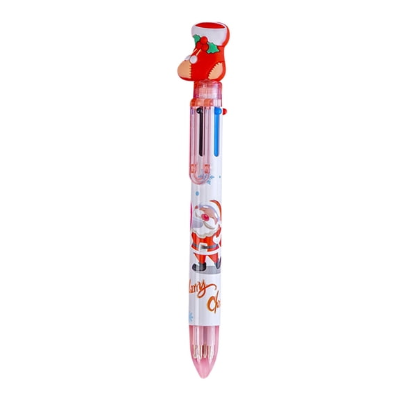 Airpow Cute Pens 6 Color Christmas Ballpoint Pen Push Type Color Multifunction Marker 2Ml Pens Fine Point Smooth Writing Pens Smooth Writing, Retractable, Waterproof, Fading