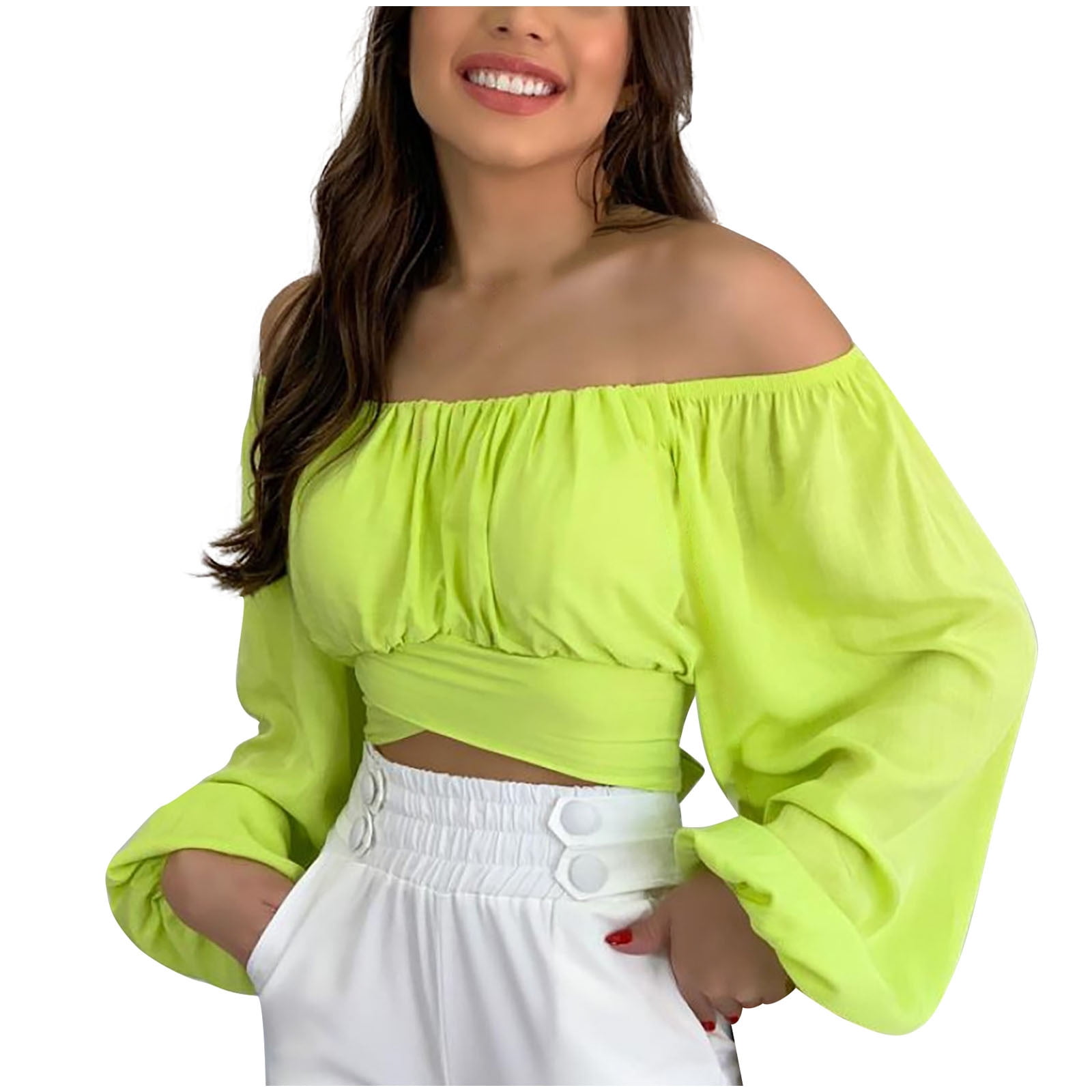 Women's Off-The-Shoulder T-Neck Puff Sleeve Blouse, Zambia Ubuy