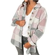 Airpow Plaid Flannel Shirts for Women Oversized Long Sleeve Button Down Shirts Blouses Tops
