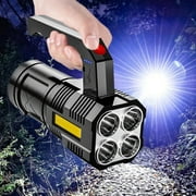 Airpow Rechargeable LED Strong Light Flashlights , Super Bright Flashlight With 4 Modes, Large Searchlight For Fishing, Hiking And Camping Clearance Items