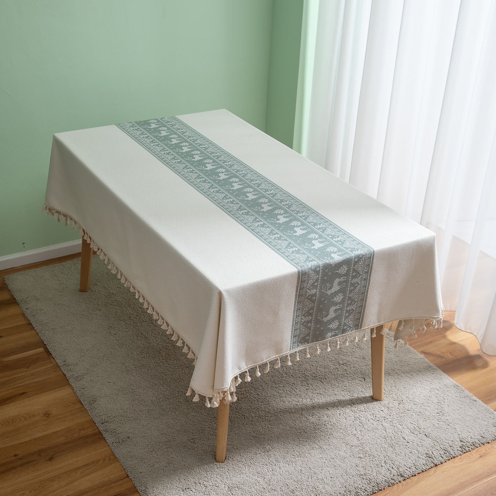 Airpow Tablecloth Christmas Decoration Deer Cloth Festival Atmosphere