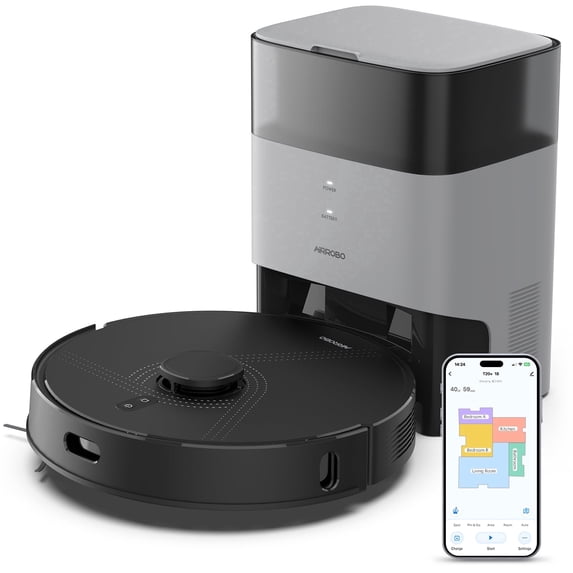 AIRROBO L40+ Robot Vacuum Cleaner and Mop Combo - 75-Day Self-Empty Bin, 180 Min Runtime, App and Voice Control