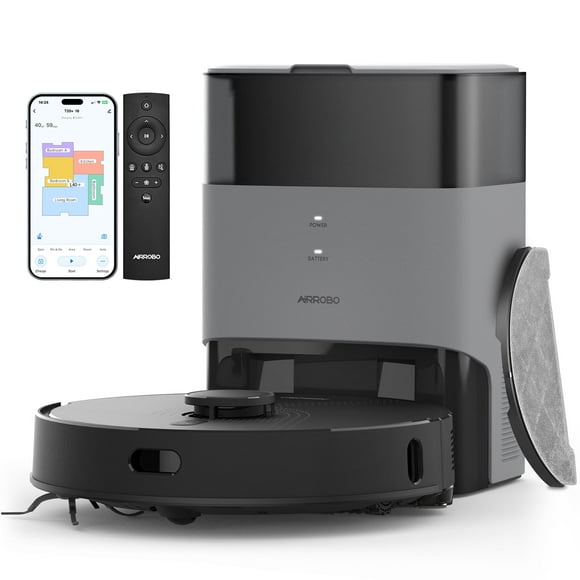 AIRROBO L40+ Robot Vacuum Cleaner and Mop Combo - 60-Day Self-Empty Bin, 180 Min Runtime, App and Voice Control