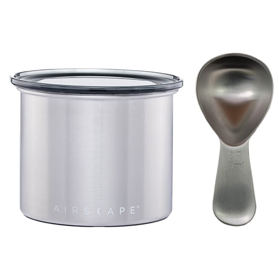 Airscape Stainless Steel Coffee Canister With Scoop - Small, Standard