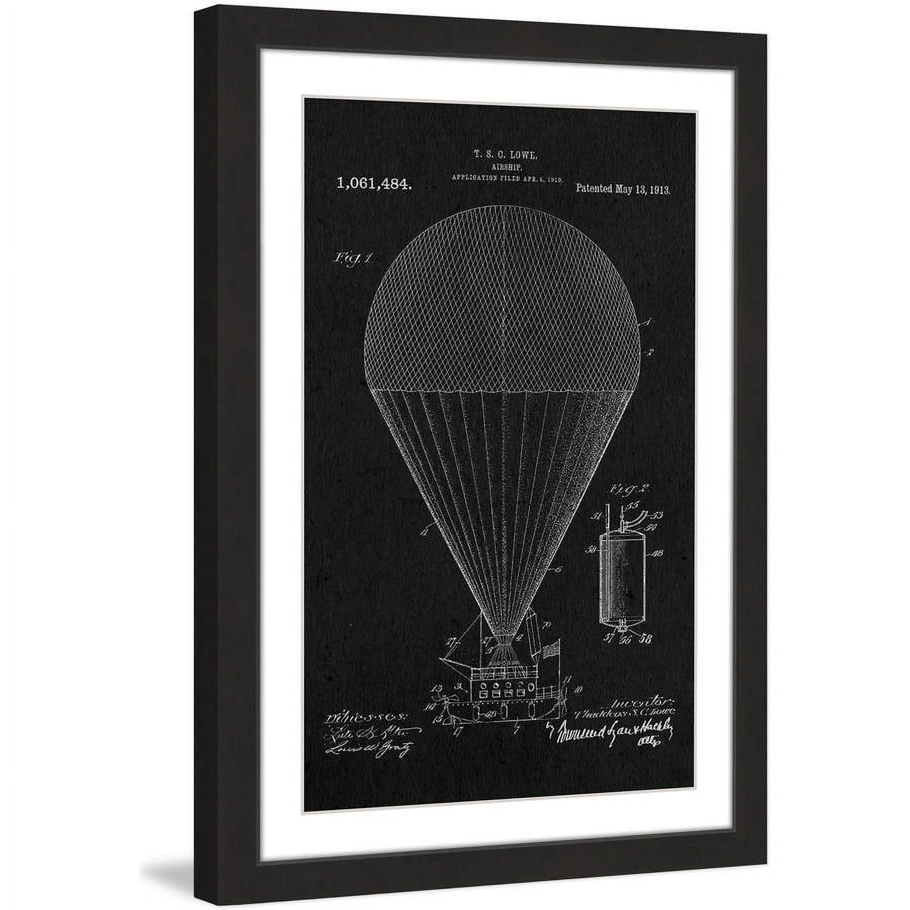 "Airship 1913 Black Paper" Framed Painting Print