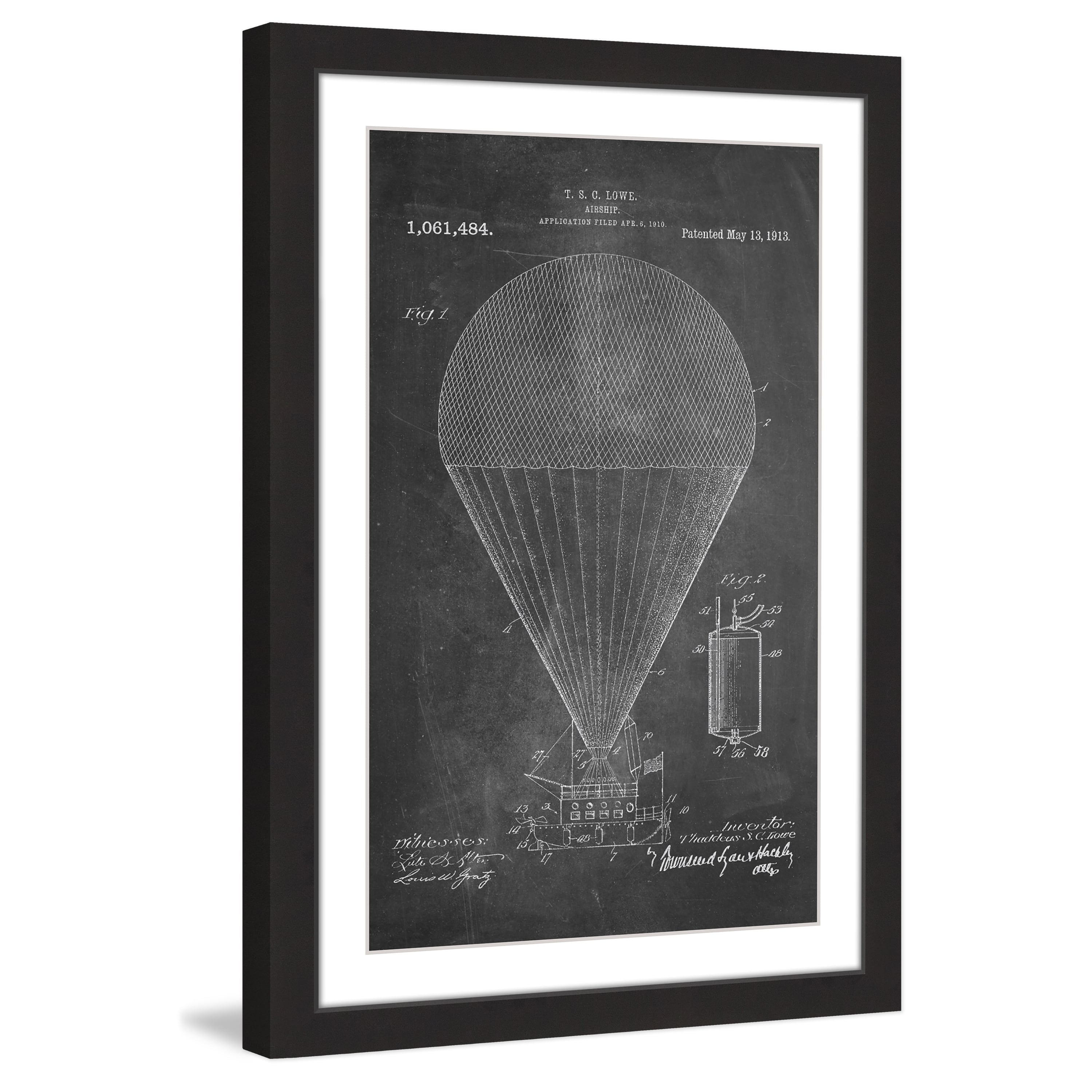 "Airship 1913 Chalk" Framed Painting Print