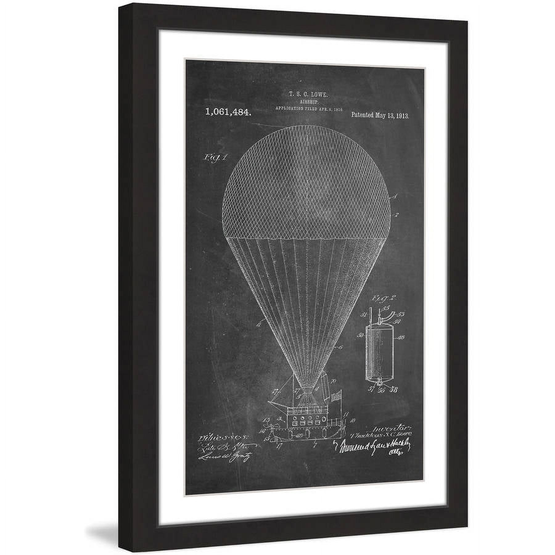 Airship 1913 Chalk Black and White Canvas Print