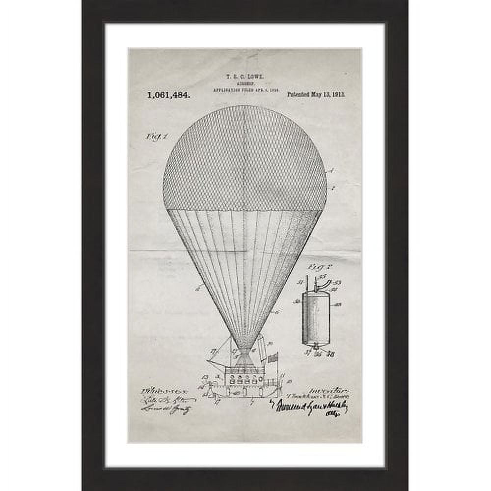 "Airship 1913 Old Paper" Framed Painting Print