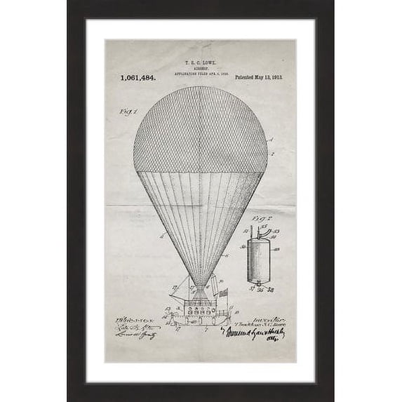 "Airship 1913 Old Paper" Framed Painting Print