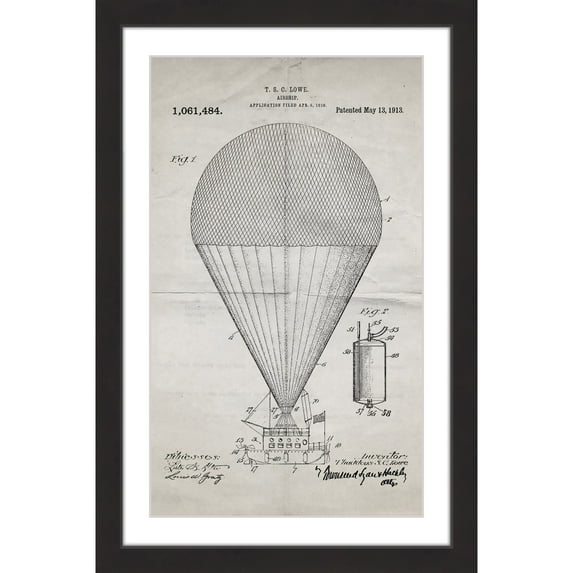 "Airship 1913 Old Paper" Framed Painting Print