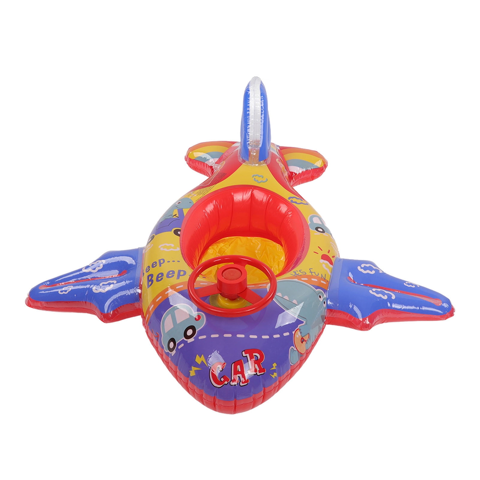 Airship Inflatable Pool Float with Steering Wheel Multifunctional Floating Raft for Kids Aged