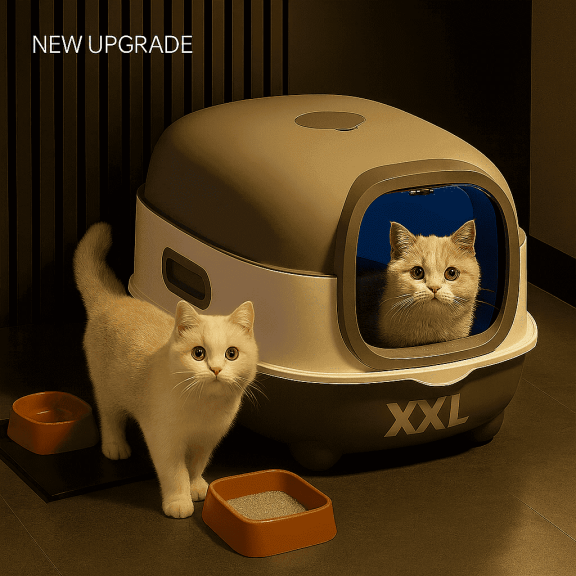 XX-Large Open Top Cat Litter Box with Scoop, High Sided Enclosed Litter Pan for Big Cats & Multi-Cat Households, Anti-Splash, Odor Control, Easy Clean