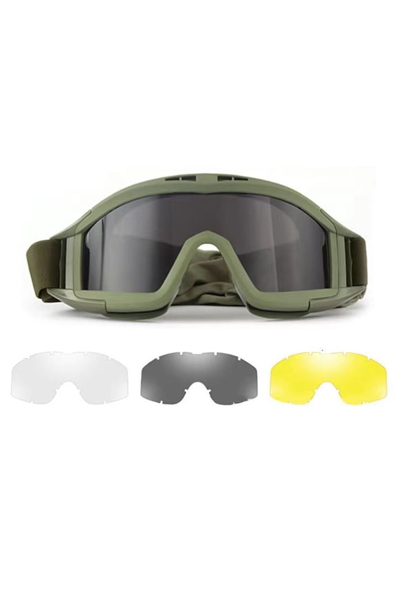 Airsoft Goggles Desert Locust Goggles Anti Fog Safety Glasses Impact Resistant Tactical Eyewear with 3 Interchangeable Lenses for Outdoor Cycling