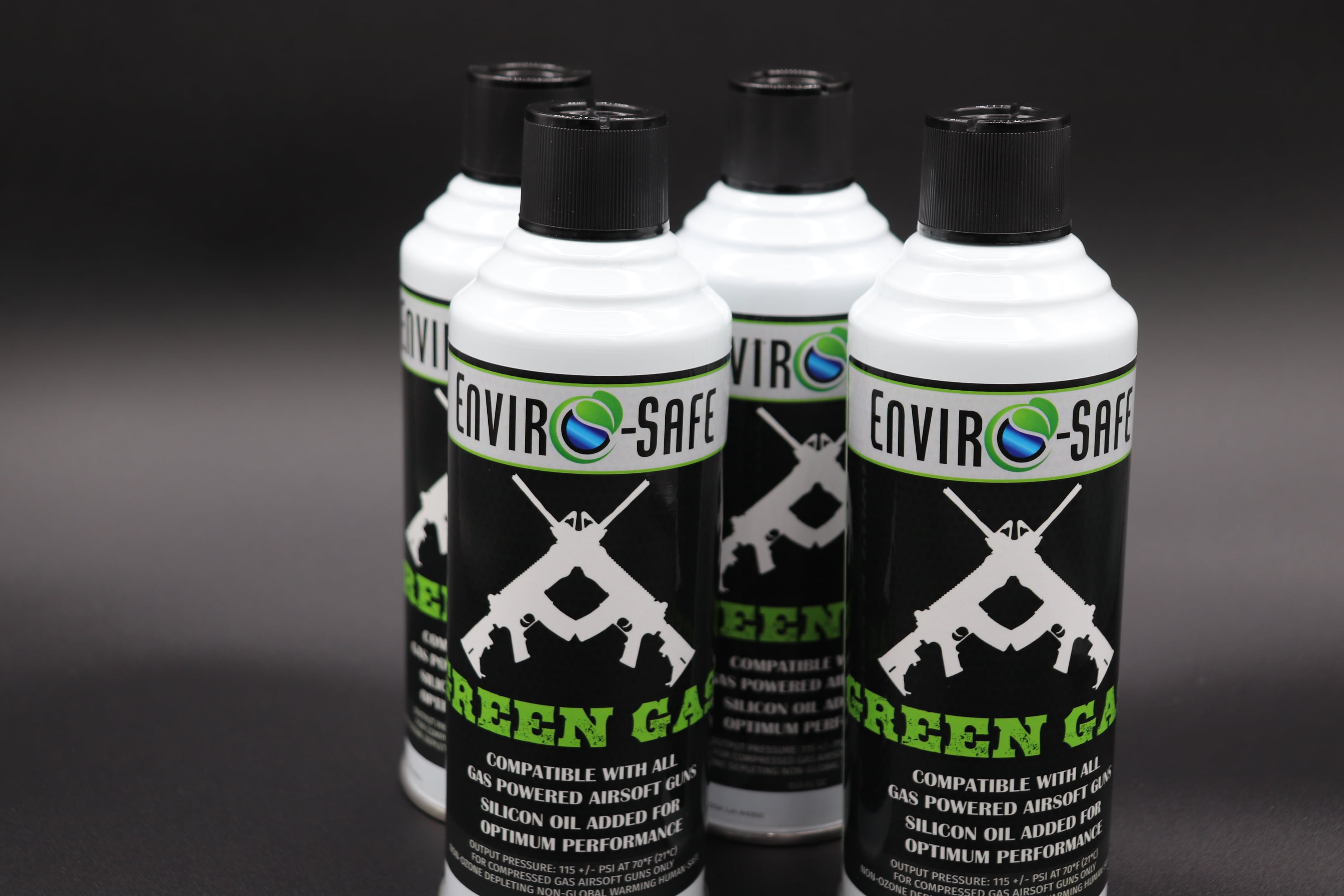 Airsoft Gun refill, Green Gas for airsoft, 4 cans, 13.5fl Oz.