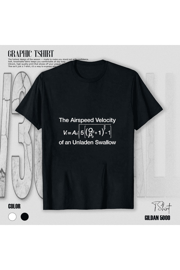 Airspeed Velocity Of An Unladen Swallow Monty Python Holy Grail Wit Unisex T-Shirt, up to size 5XL