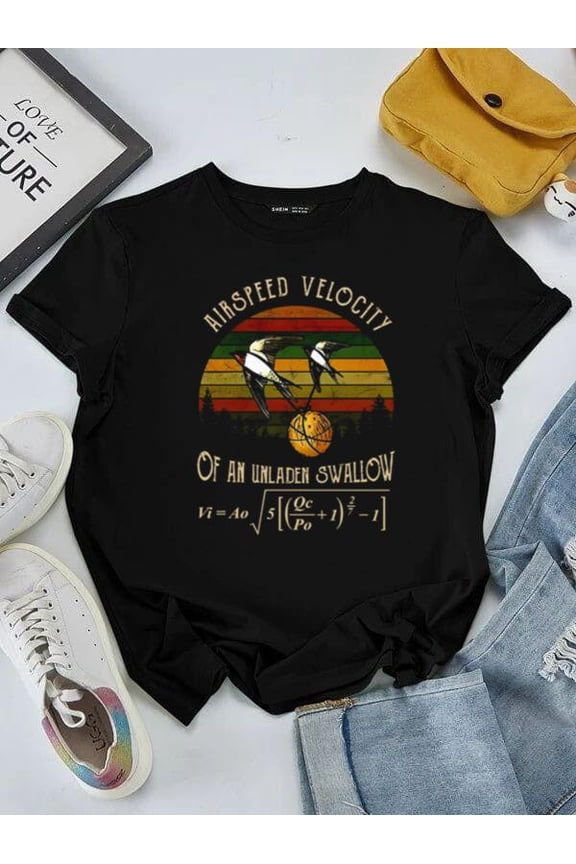 Airspeed Velocity Of An Unladen Swallow Monty Python Vintage T-Shirt Unisex, for men & women, up to size 5XL