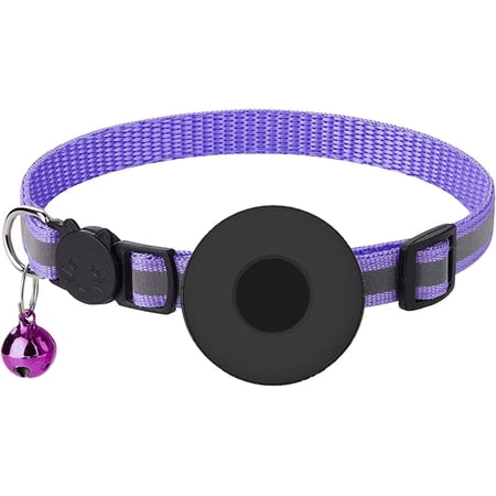 Airtag Cat Collar with Breakaway Bell Airtag Cat Collar Reflective Adjustable Strap Collar Breakaway with Airtag Holder 1 cm in Width Cat Id Tags Blank