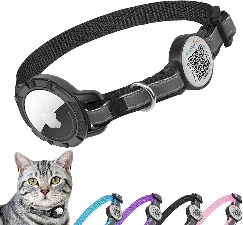Airtag Cat Collar Breakaway with QR Code Name Tag, Reflective cat ...