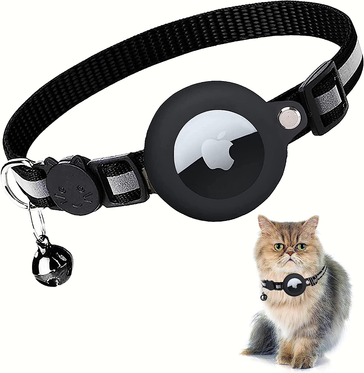 Airtag Cat Collar Breakaway Reflective GPS Cat Collar Airtag Holder