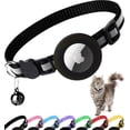 thumbnail image 1 of Airtag Cat Collar Breakaway, Reflective Kitten Collar with Apple Air Tag Holder and Bell for Girl Boy Cats, 0.4 Inches in Width and Lightweight(Black), 1 of 5