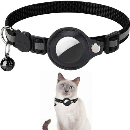 Airtag Cat Collar Breakaway, Reflective Kitten Collar with Apple Air Tag Holder and Bell for Girl Boy Cats, 0.4 Inches in Width and Lightweight