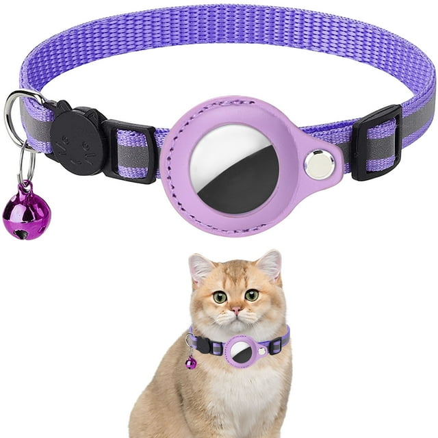 Reflective Airtag Cat Collar with Breakaway, Bell & Air Tag Holder, 0