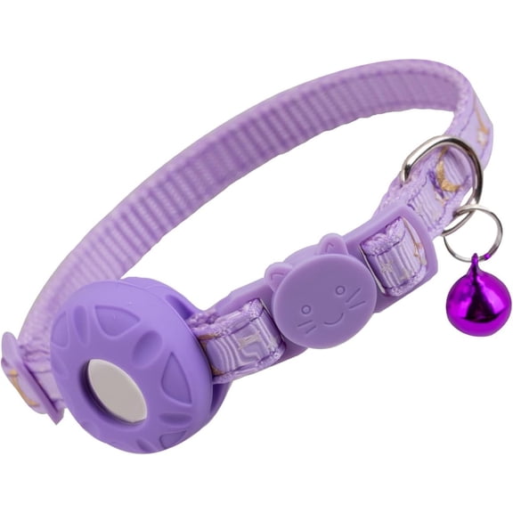 Airtag Cat Collar Breakaway, Safety Kitten Collar with Apple Airtag Holder,Cute GPS Cat Collar with Bell, Lightweigh Tracker Cat Collars for Girl Boy Cats, Kittens and Puppies