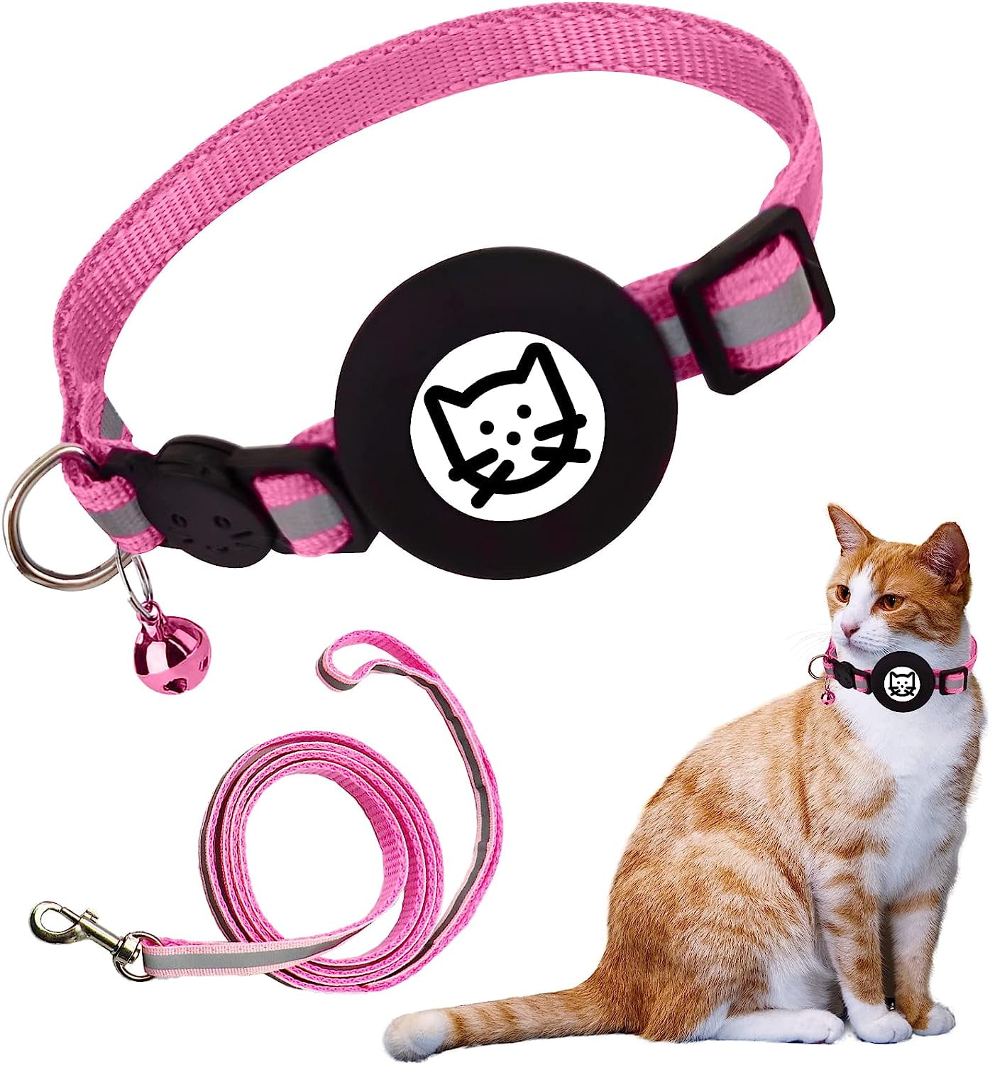 Airtag Cat Collar, Cat Airtag Collar with Bell and Safety Buckle