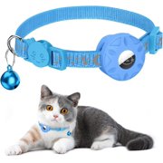 Airtag Cat Collar, Refective Collar for Cat with Safety Buckle and Waterproof Air Tag Holder in 3/8" Width, Cat Airtag Collar, Cat Collar Compatible with Apple Airtag for Cat Dog Kitten Puppy