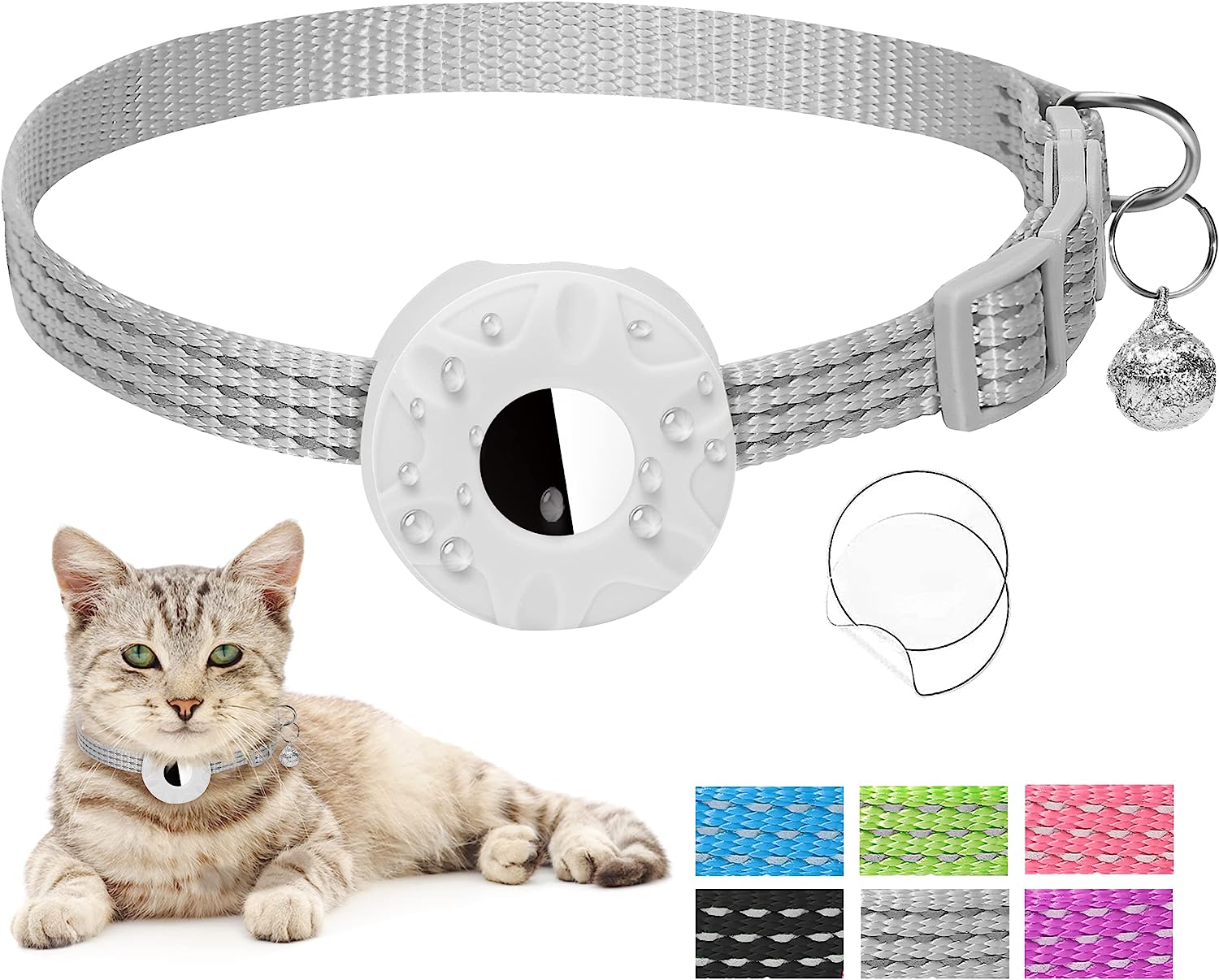 Elastic AirTag Cat Collar – Secure & Stretchable Pet Collar For Apple AirTag (Black)