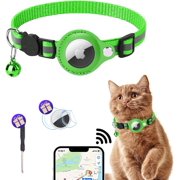 Airtag Cat Collar, Reflective Kitten Collar Breakaway with Airtag Holder, Airtag Cat Collar with Bell for Girl Boy Cats, Kittens and Puppies(green-1pcs)