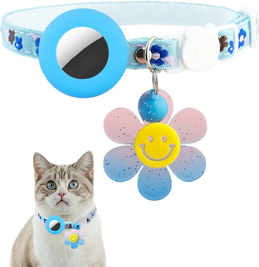 Airtag Cat Collars for Girl Cats Embroidery Breakaway Cat Kitten Collar