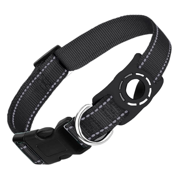 Airtag Compatible Cat Collar With Protective Holder Reflective Adjustable Pet Collar For Cats & Dogs(Black-S-30X1.5X1Cm)