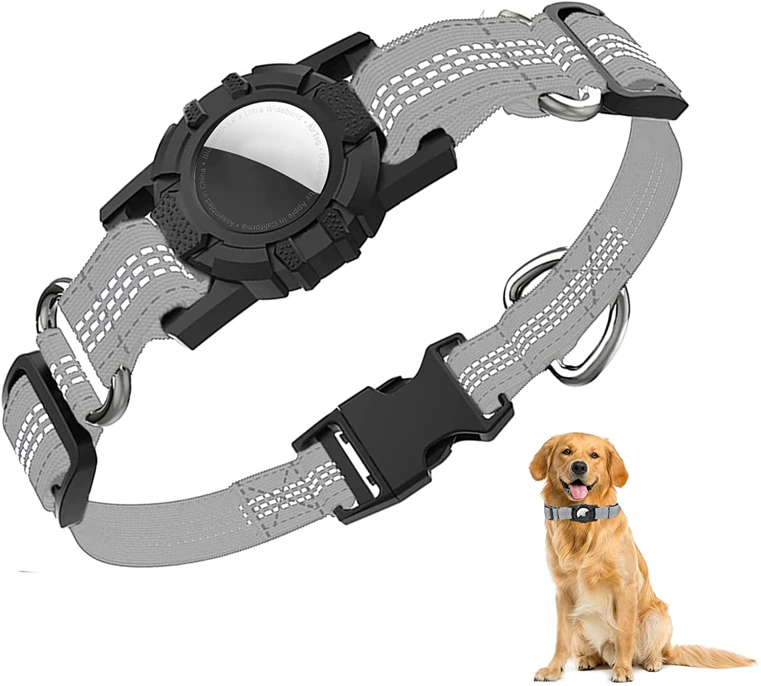  Collar de perro para Airtag, collar reflectante ajustable para  mascotas Apple AirTags, collares de perro de nailon suave con funda de  soporte para AirTag, accesorios duraderos para collar de perro 