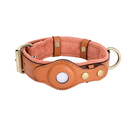 Airtag Dog Collar Holder Adjustable AirTag Fits Small Medium and Large Dogs Leather Dog Airtag Collar to Quickly Locate your Dog
