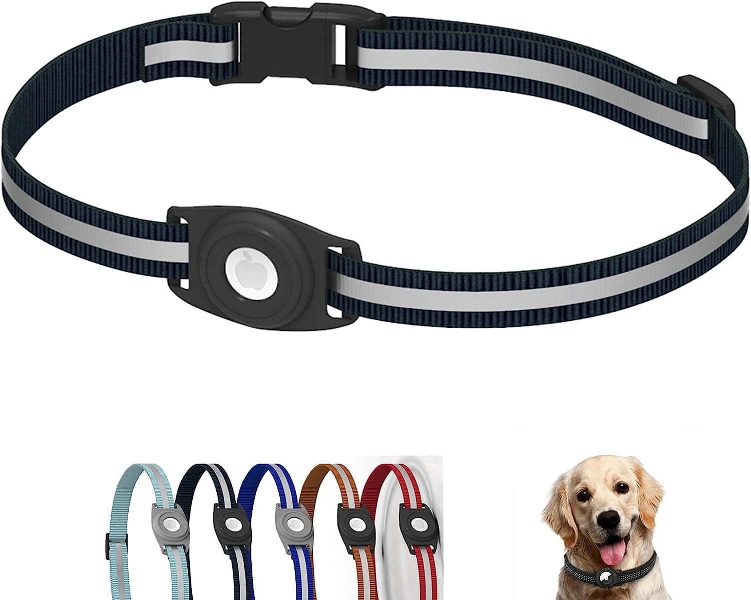 Airtag Dog Collar Holder Compatible with Apple Airtags, 1.5 inch Width Adjustable Nylon Pet