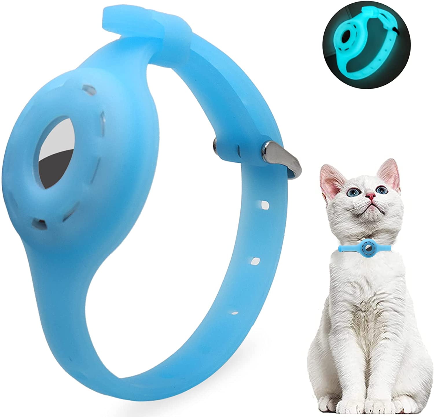Airtag Dog Collar Holder Soft Silicone Material, Dog Collars for Apple Airtag on Small Medium