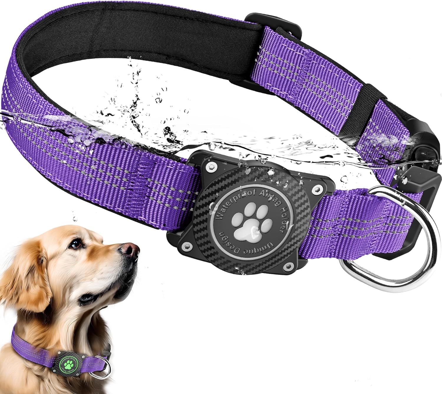 DBDD Reflective Dog Collar With ID Tag Slot – Adjustable Nylon Collar For Medium/Large Dogs, 360° Night Safety