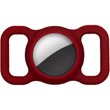 Airtag Dog Holder for Apple Airtags Dog GPS Tracking Collar Compatible with Cats Dogs (Dark Red)