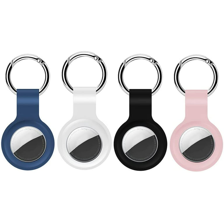 Sherry AirTag Holder 4 Pack Silicone AirTag Case with Keyring, Apple Air Tag Keychain 4 Pack Apple Tag Holder for Finder Tracker AirTag Loop AirTag