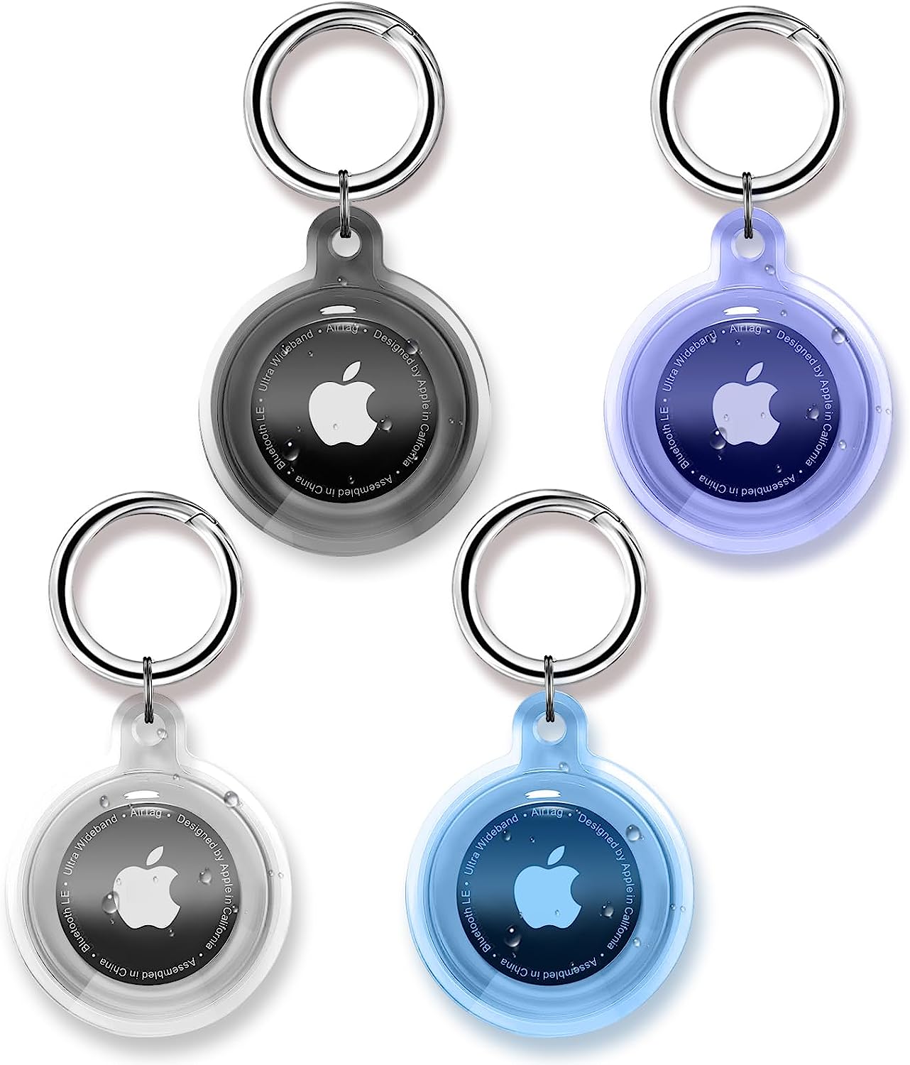 Airtag Keychain Waterproof,4 Pack Apple Airtag Holders,Transparent TPU